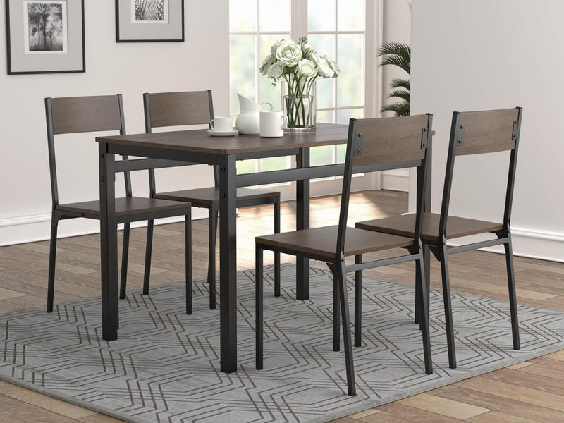 Lana 5-piece Rectangular Dining Table Set Dark Brown and Matte Black - Furniture Now (CA)
