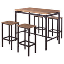 Santana 5-piece Pub Height Bar Table Set Weathered Chestnut and Black - Furniture Now (CA)