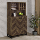 Mendoza 2-door Wine Cabinet Rustic Oak Herringbone and Gunmetal - Furniture Now (CA)