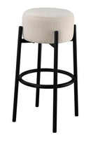 Leonard Upholstered Backless Round Stools White and Black (Set of 2) - Furniture Now (CA)