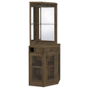 Alviso Corner Bar Cabinet with Stemware Rack Rustic Oak - Furniture Now (CA)