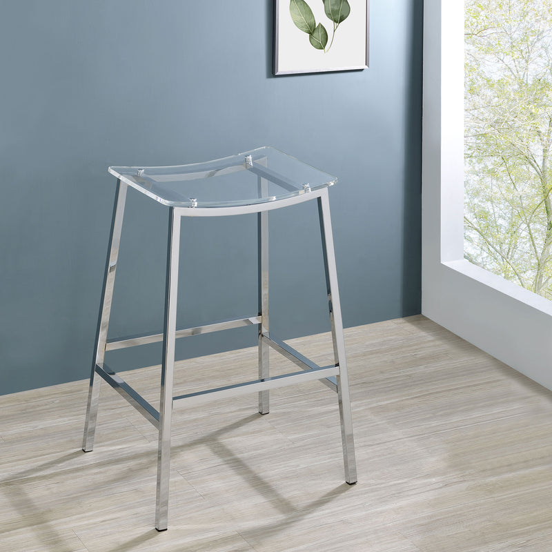 Jovani Acrylic Backless Bar Stools Clear and Chrome (Set of 2) - Furniture Now (CA)