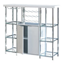 Gallimore 2-door Bar Cabinet with Glass Shelf High Glossy White and Chrome - Furniture Now (CA)