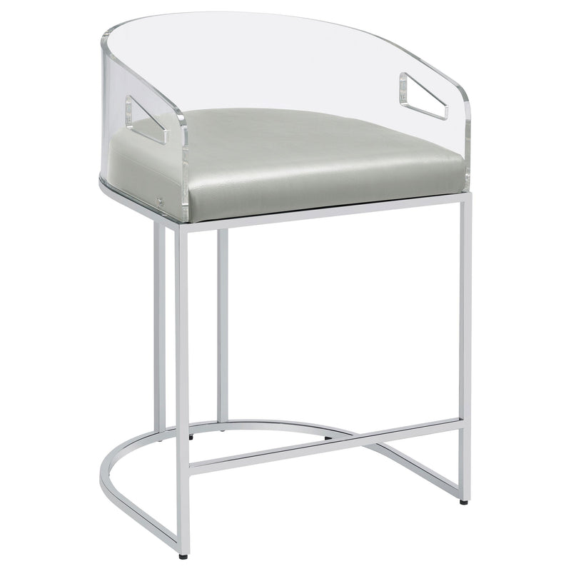Thermosolis Acrylic Back Counter Height Stools Grey and Chrome (Set of 2) - Furniture Now (CA)