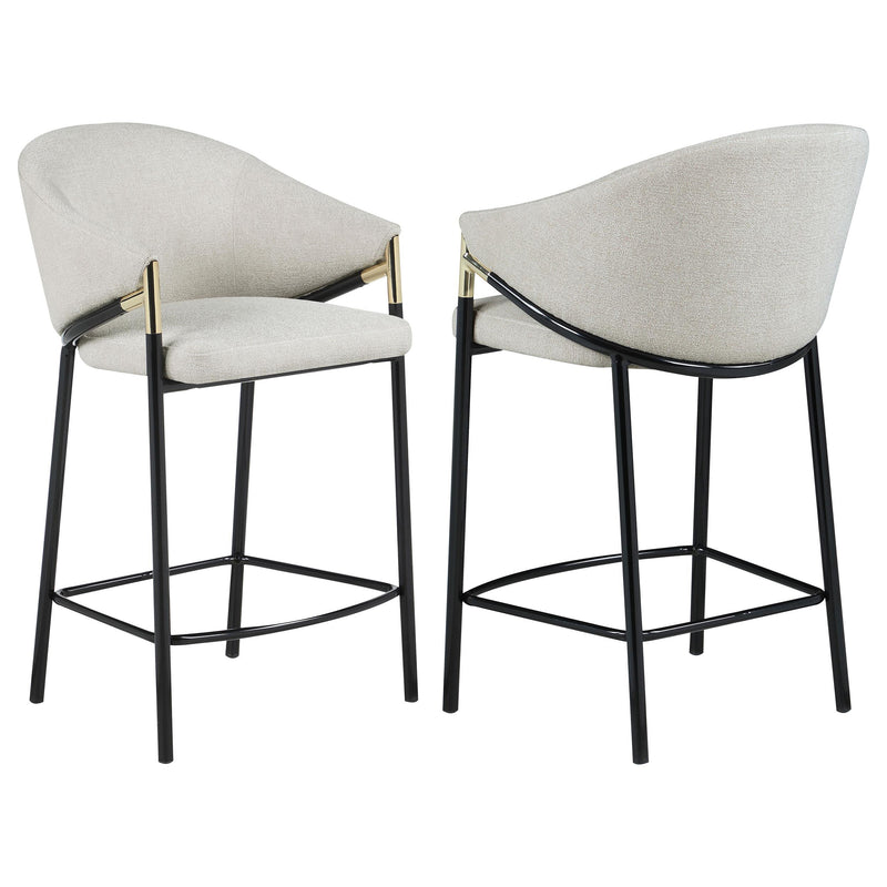 Chadwick Sloped Arm Counter Height Stools Beige and Glossy Black (Set of 2) - Furniture Now (CA)