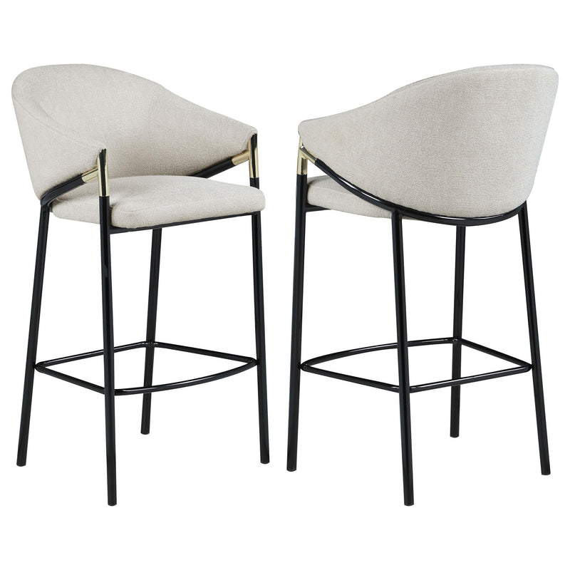 Chadwick Sloped Arm Bar Stools Beige and Glossy Black (Set of 2) - Furniture Now (CA)