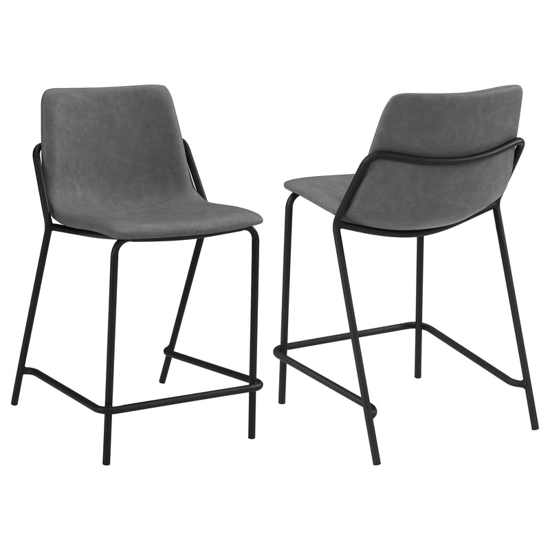 Earnest Solid Back Upholstered Counter Height Stools Grey and Black (Set of 2) - Furniture Now (CA)