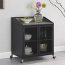 Arlette Wine Cabinet with Wire Mesh Doors Grey Wash and Sandy Black - Furniture Now (CA)