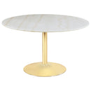 Kella Round Marble Top Dining Table White and Gold - Furniture Now (CA)