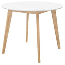Breckenridge Round Dining Table Matte White and Natural Oak - Furniture Now (CA)