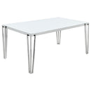 Pauline Rectangular Dining Table with Metal Leg White and Chrome - Furniture Now (CA)