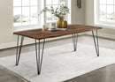 Neve Live-edge Dining Table with Hairpin Legs Sheesham Grey and Gunmetal - Furniture Now (CA)