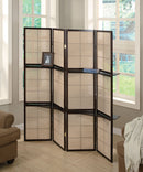 Iggy 4-panel Folding Screen with Removable Shelves Tan and Cappuccino - Furniture Now (CA)