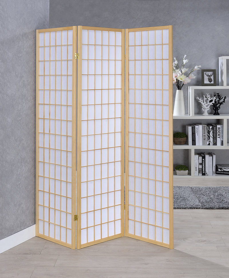 Carrie 3-panel Folding Screen Natural and White - Furniture Now (CA)