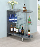 Adolfo 3-tier Bar Table Glossy Grey and Clear - Furniture Now (CA)
