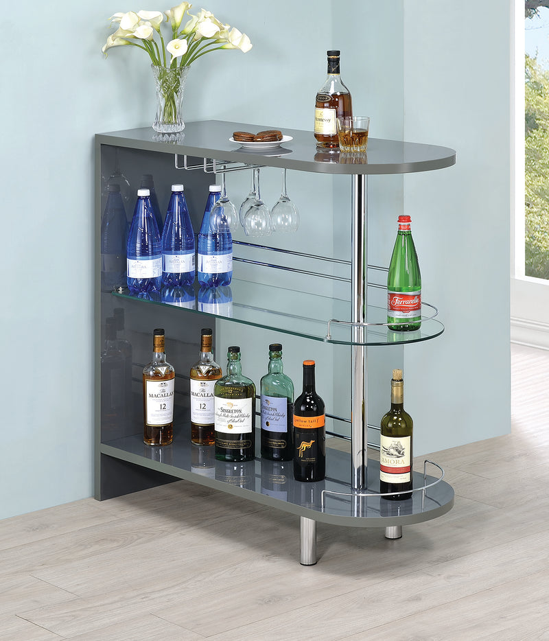 Adolfo 3-tier Bar Table Glossy Grey and Clear - Furniture Now (CA)