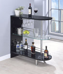 Adolfo 3-tier Bar Table Glossy Black and Clear - Furniture Now (CA)