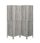 Deepika 4-panel Folding Screen Grey Driftwood - Furniture Now (CA)