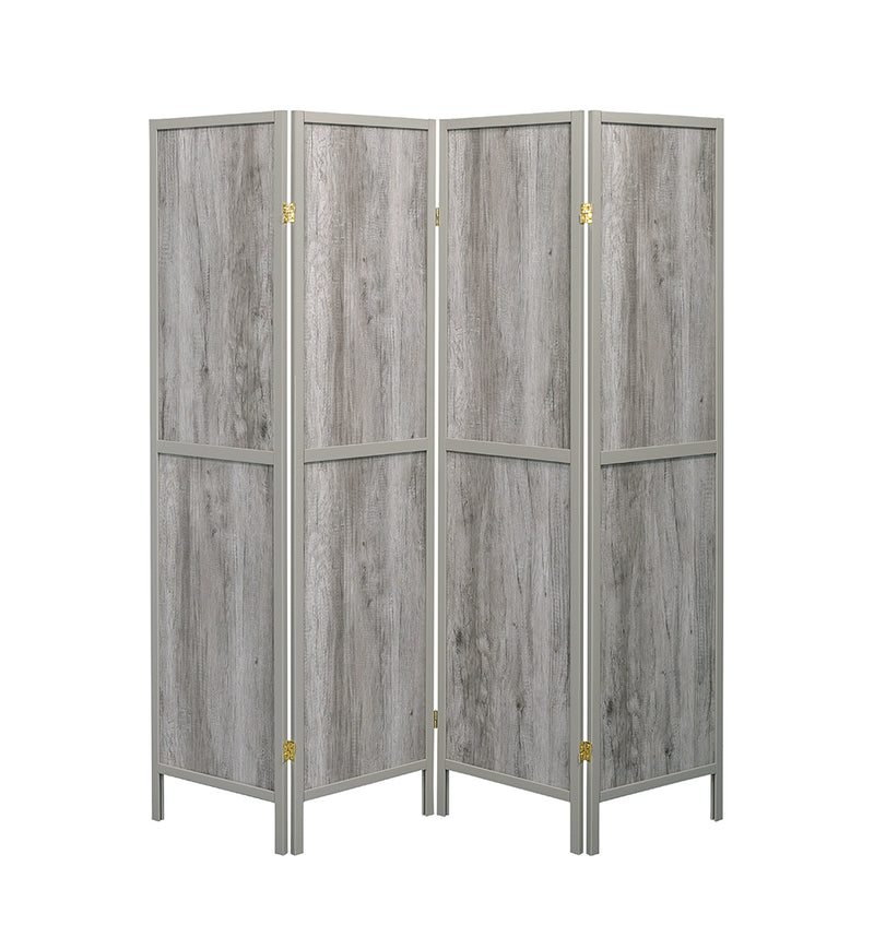 Deepika 4-panel Folding Screen Grey Driftwood - Furniture Now (CA)