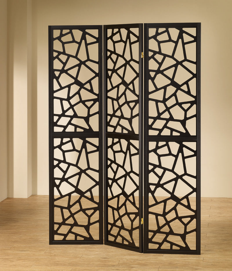 Nailan 3-panel Open Mosaic Pattern Room Divider Black - Furniture Now (CA)