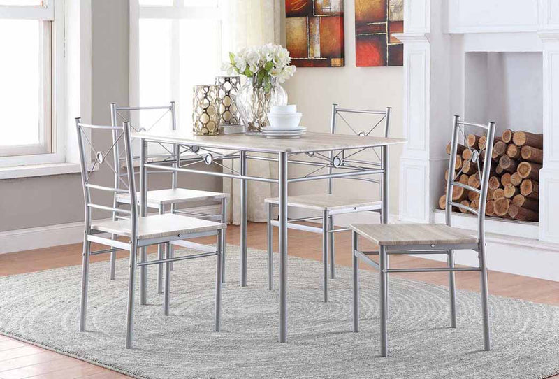 Anna Fontana 5-piece Rectangular Dining Set Brushed Silver - Furniture Now (CA)