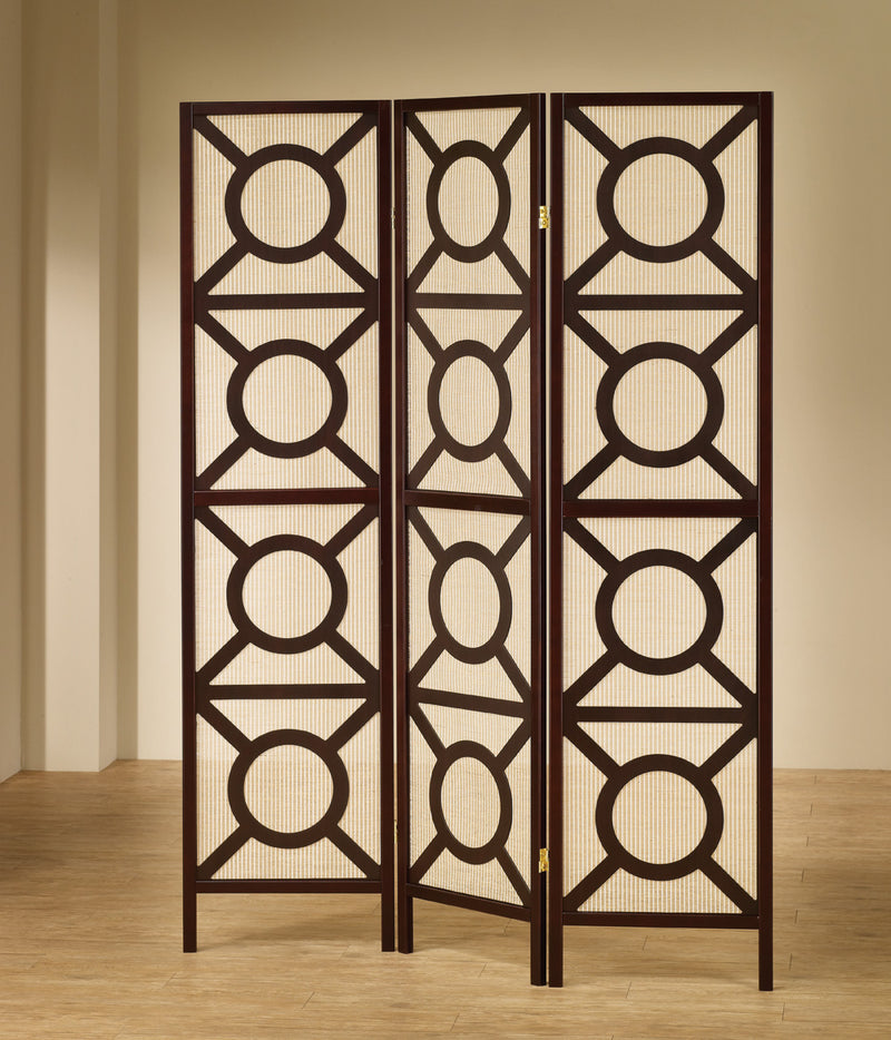Vulcan 3-panel Geometric Folding Screen Tan and Cappuccino - Furniture Now (CA)