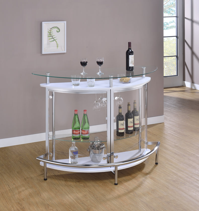 Amarillo 2-tier Bar Unit White and Chrome - Furniture Now (CA)