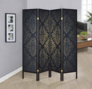 Haidera 4-panel Damask Pattern Folding Screen Black - Furniture Now (CA)