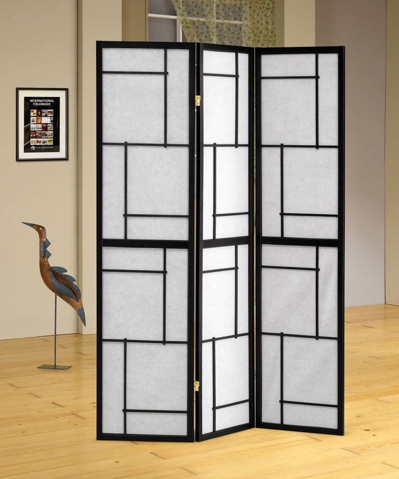 Damis 3-panel Folding Floor Screen Black and White - Furniture Now (CA)