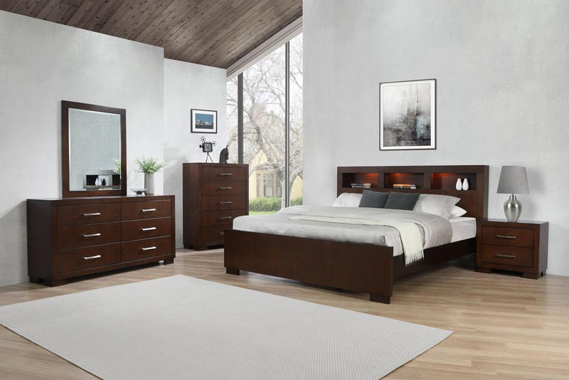 Jessica Bedroom Set with Bookcase Headboard Cappuccino - Furniture Now (CA)