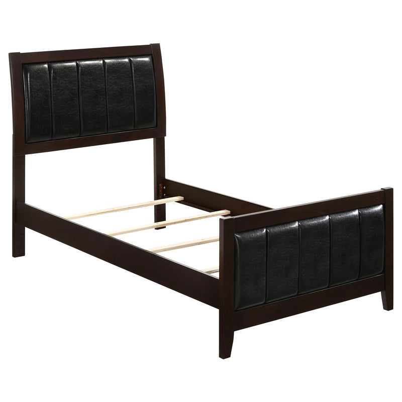 Carlton Full & Twin Upholstered Panel Bed Cappuccino and Black - Furniture Now (CA)