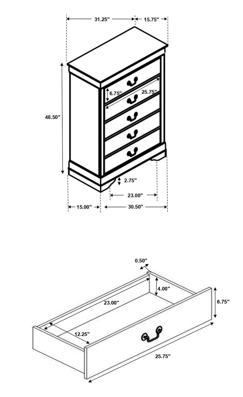 Louis Philippe 4 & 5 Piece Panel Bedroom Set with High Headboard E.king & Full - Furniture Now (CA)