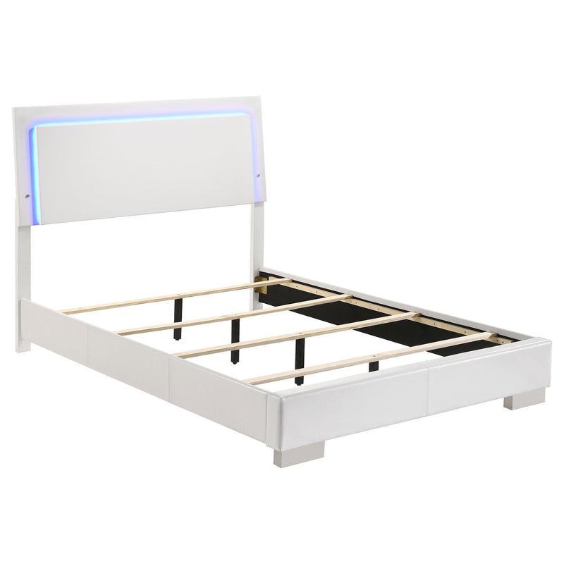 Felicity Full & Twin Panel Bed with LED Lighting Glossy White - Furniture Now (CA)