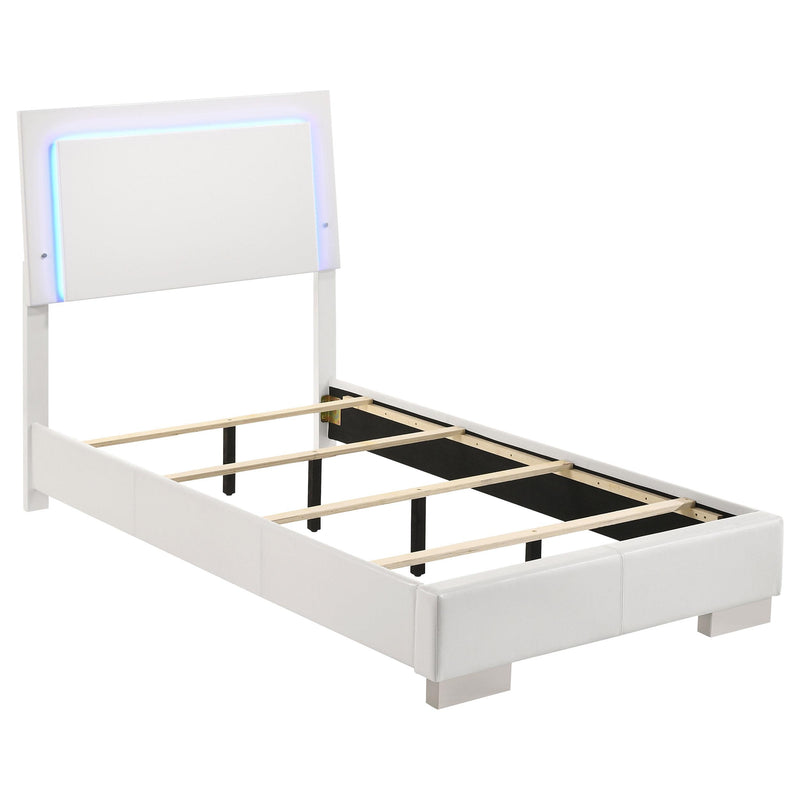 Felicity Full & Twin Panel Bed with LED Lighting Glossy White - Furniture Now (CA)