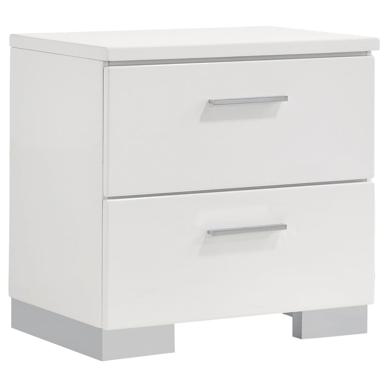 Felicity 2-drawer Nightstand Glossy White - Furniture Now (CA)