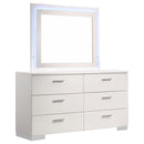 Felicity 6-drawer Dresser with LED Mirror White High Gloss - Furniture Now (CA)