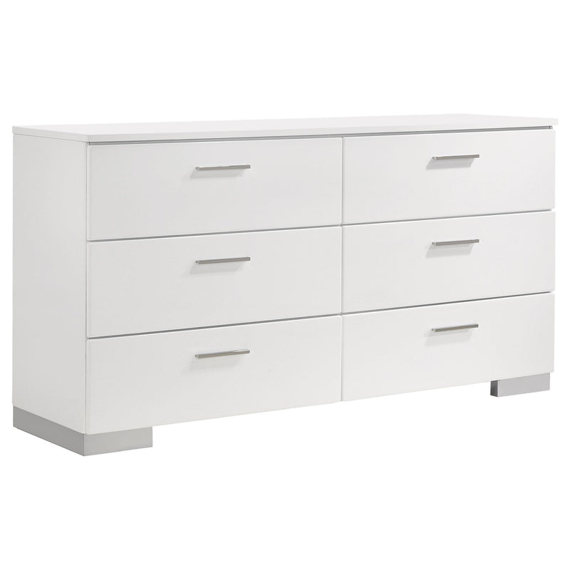 Felicity 6-drawer Dresser Glossy White - Furniture Now (CA)