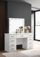 Felicity 9-drawer Vanity Desk with Lighted Mirror Glossy White - Furniture Now (CA)