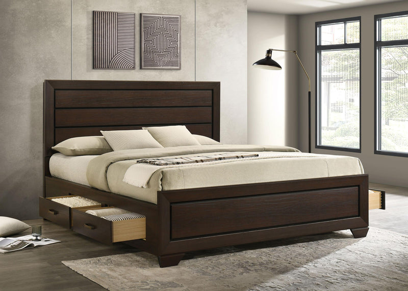 Kauffman California King, Eastren king, & Queen Storage Bed Dark Cocoa - Furniture Now (CA)