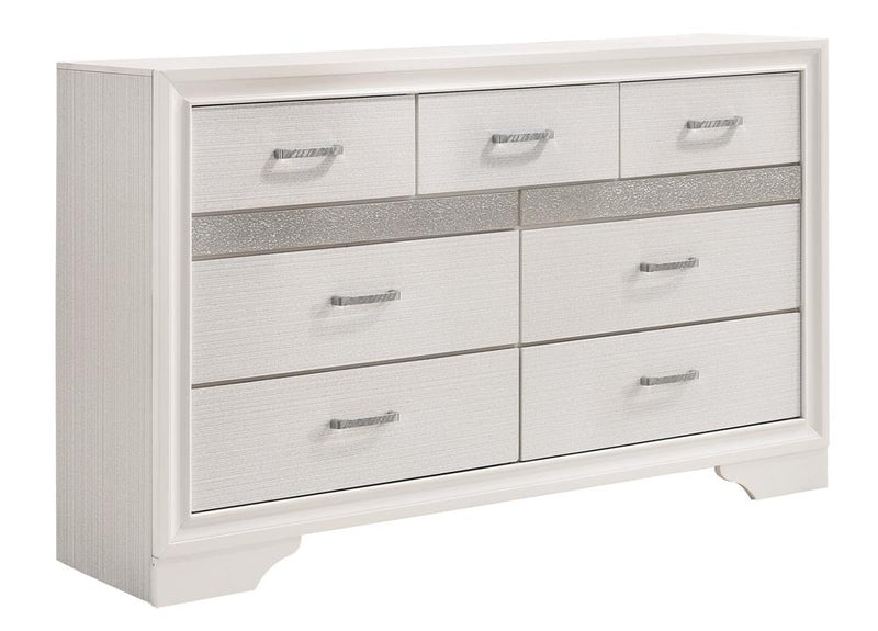Miranda 7-drawer Dresser White and Rhinestone - Furniture Now (CA)