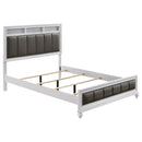 Barzini California King, E.King, & Queen Upholstered Panel Bed White - Furniture Now (CA)