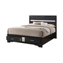 Miranda California King. E.King, & Queen 2-drawer Storage Bed Black & White - Furniture Now (CA)