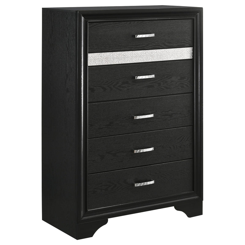 Miranda 5-drawer Chest Black and Rhinestone - Furniture Now (CA)