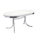 Retro Oval Dining Table Glossy White and Chrome - Furniture Now (CA)