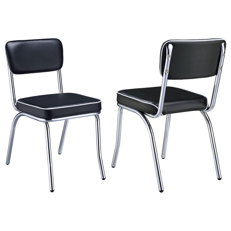 Retro Open Back Side Chairs Black and Chrome (Set of 2) - Furniture Now (CA)