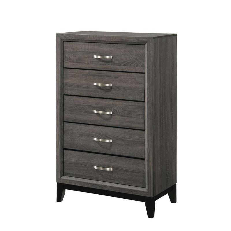 Watson 5-drawer Chest Grey Oak and Black - Furniture Now (CA)