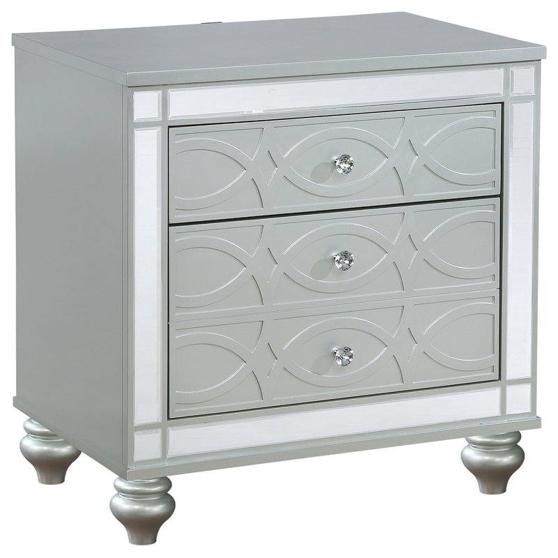 Gunnison 2-drawer Nightstand Silver Metallic - Furniture Now (CA)