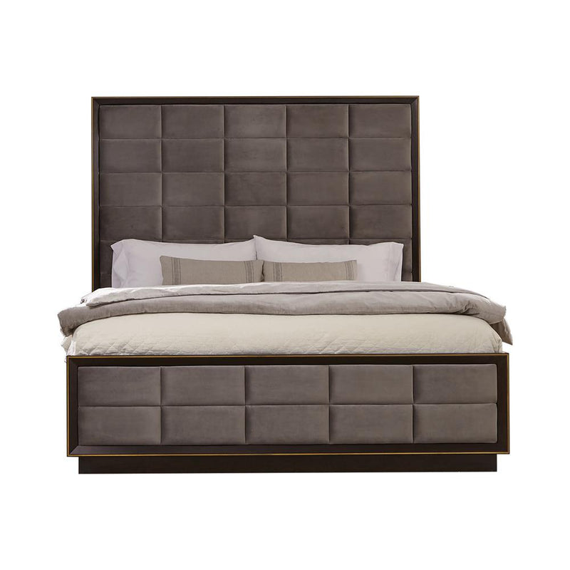 Durango California King, Eastren King, & Queen Upholstered Bed Smoked Peppercorn and Grey - Furniture Now (CA)