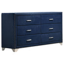 Melody 6-drawer Upholstered Dresser Pacific Blue - Furniture Now (CA)