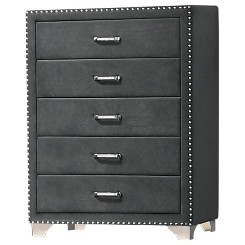 Melody 5-drawer Upholstered Chest Grey - Furniture Now (CA)